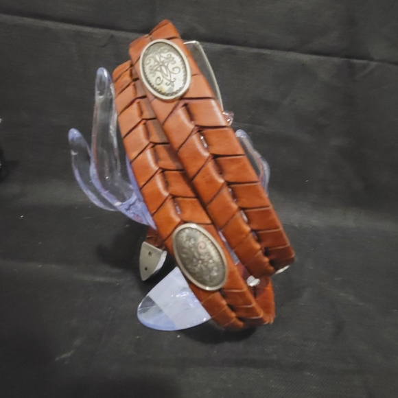 Brighton Leather Embossed Alligator Vintage Metal Buckle Belt Woman Medium - Picture 7 of 10